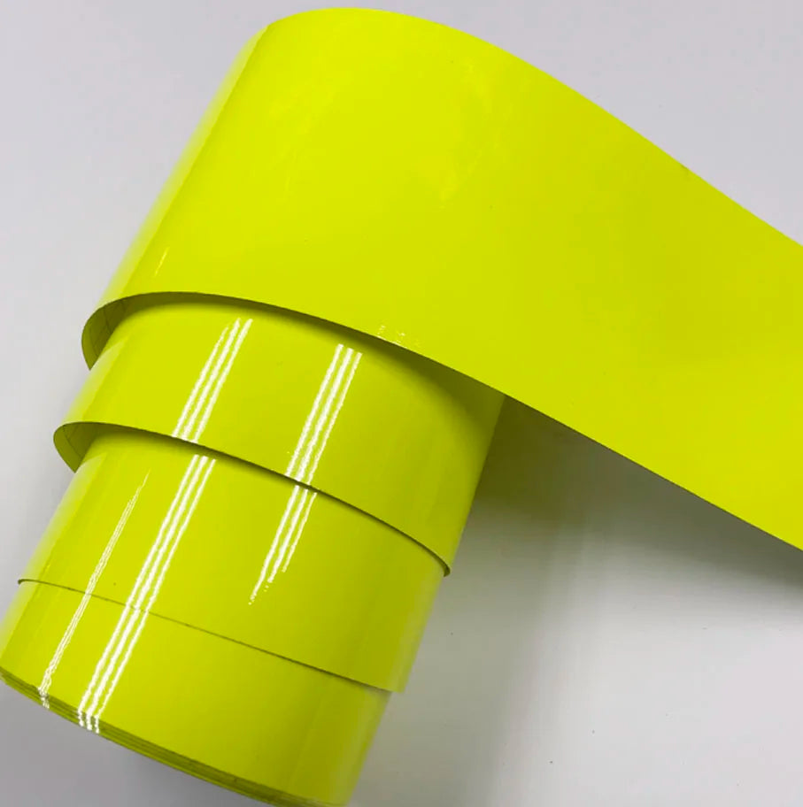 10CM 8M Premium Glossy Fluorescent Yellow Vinyl Wrap Film