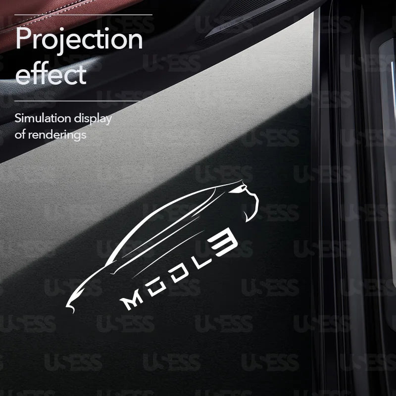 2PCS Door Welcome Tesla model3 Modely Courtesy Icon Hd