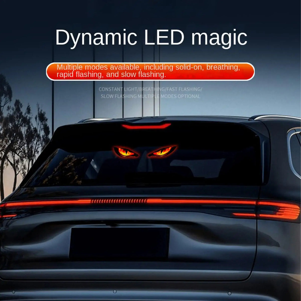 For Motorcycle Warning Glowing Devil Eyes solar-powered Suction