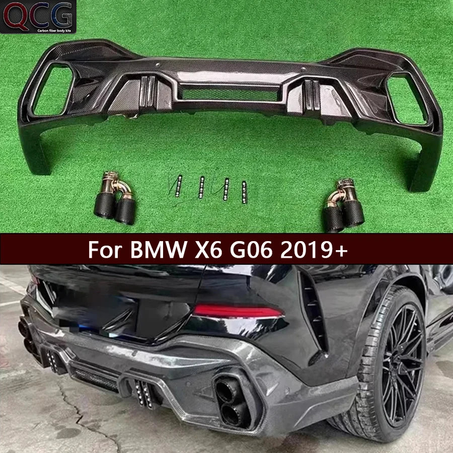 For BMW X6 G06 2019+ Carbon Fiber Back Lip Rear Bumper Diffuser