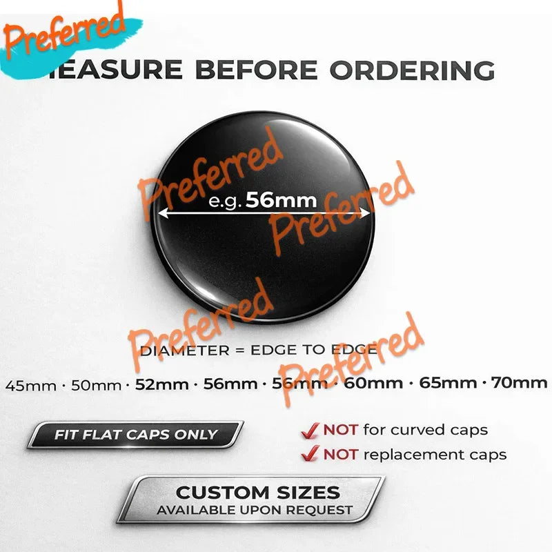 Custom Wheel Cap Decals 3D Domed Logo Stickers Any