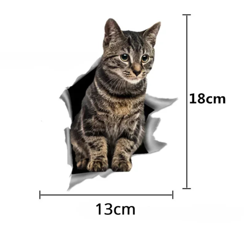 3D Simulation Cute Cats Peeking Peering Creative Funny Vinyl
