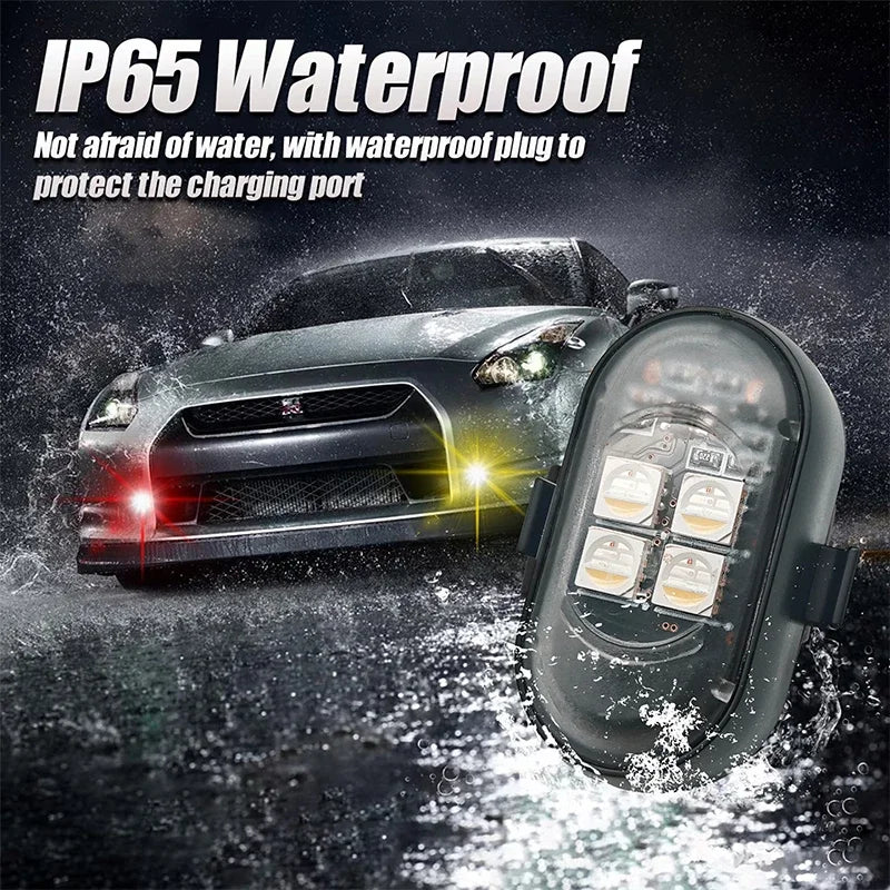 For Motorcycle 6PCS RGB Strobe USB Rechargeable Warning