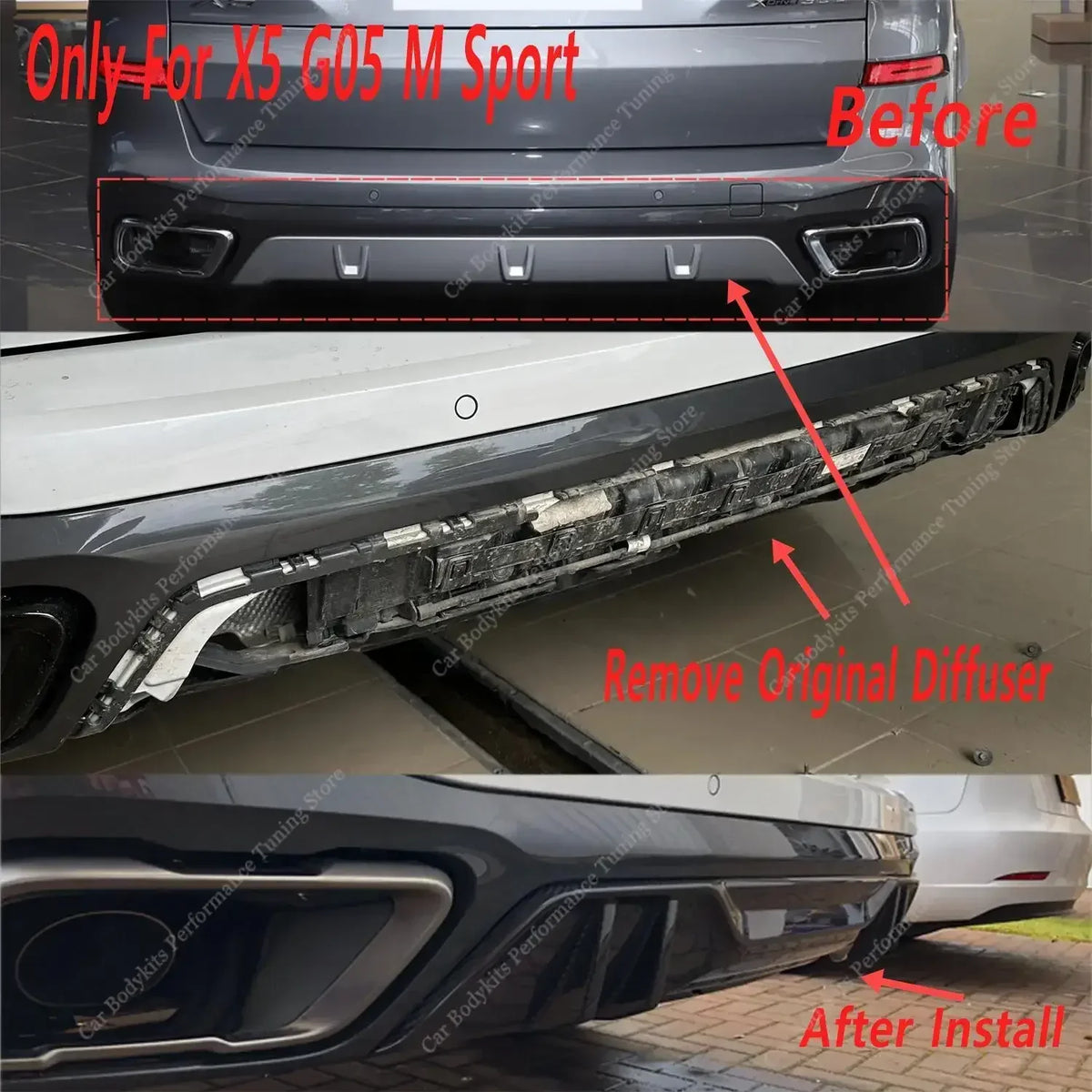 Gloss Black Mp Rear Bumper Splitter Lip Diffuser X5