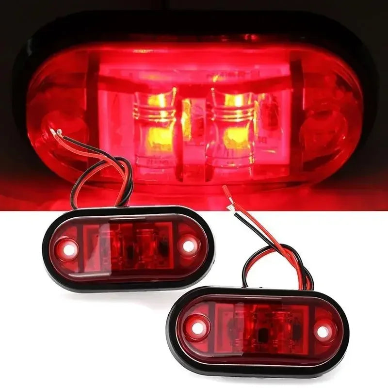 2PCS Warning Diode Oval Clearance Trailer Truck Orange White