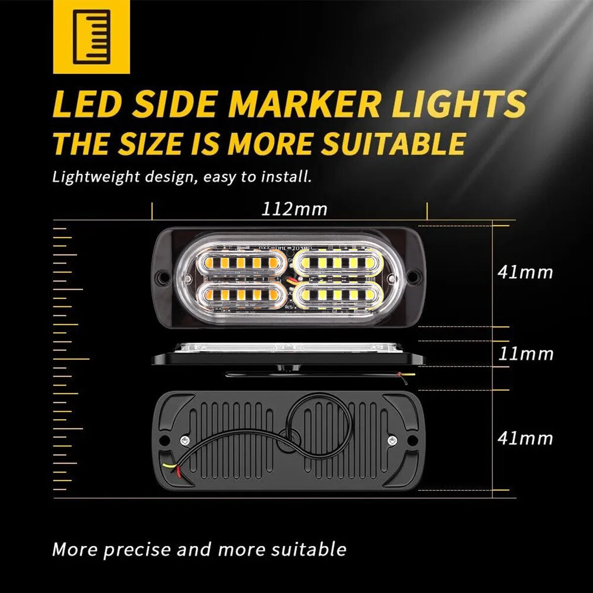 Ultra Slim Strobe 12-24v Sync Flashing Warning Beacons Amber
