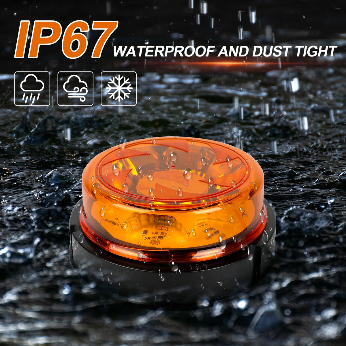 12v-24v Emergency Traffice Vehicles Amber Strobe Warning Mount