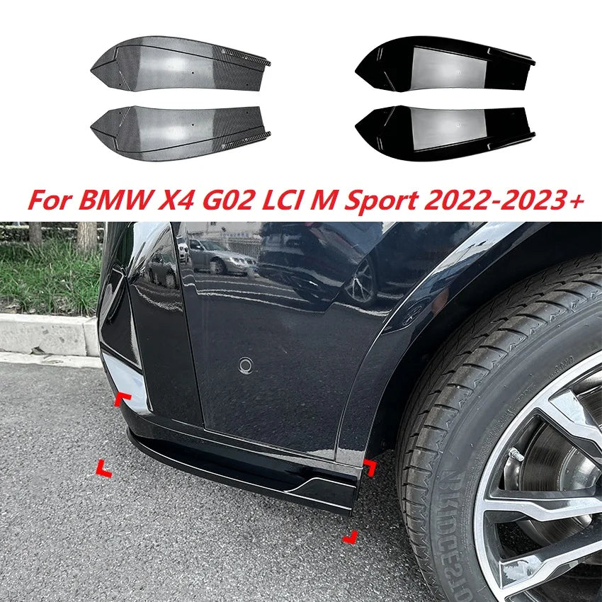 For BMW X4 G02 Lci M Gloss Black Rear Bumper Lip Spoiler Side