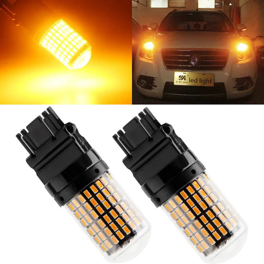 2X Amber T25 3157 Canbus 3014 144SMD Error Brake