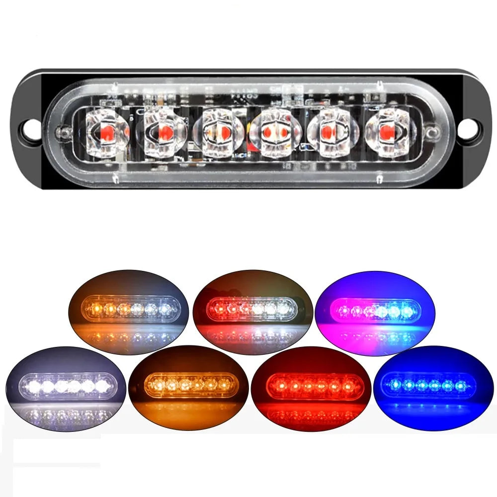 12V 24V 6SMD Strobe Warning Fixed Flashing Lightbar Truck