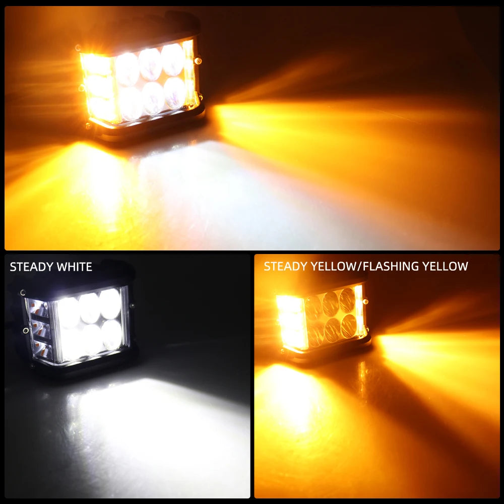 1PC 2PCS Work Dual Side Shooter Pod White Amber