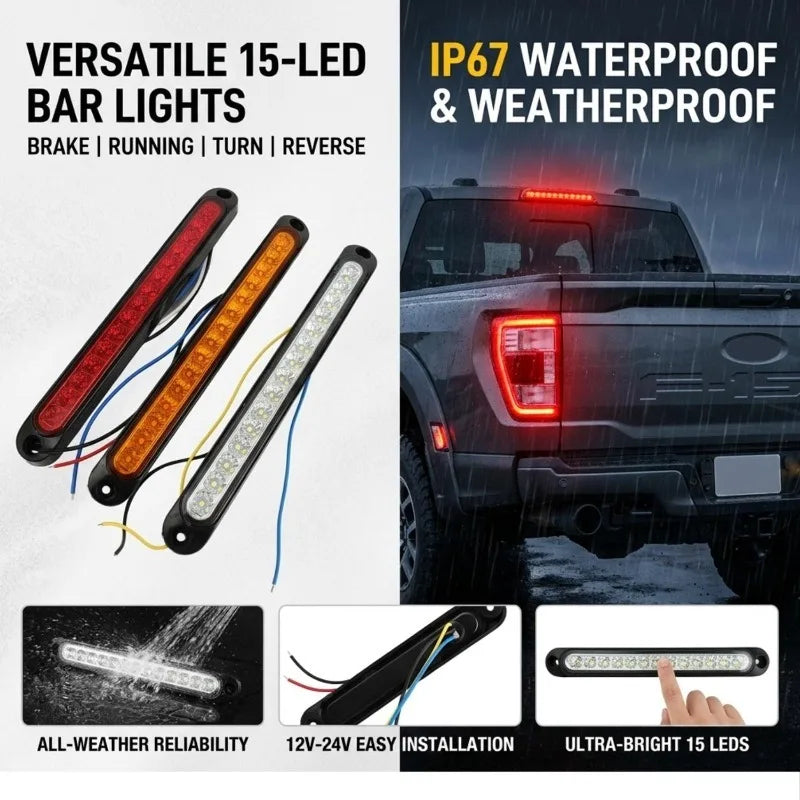 15LED Brake Long Strip Bar Rear Parking Signal Truck