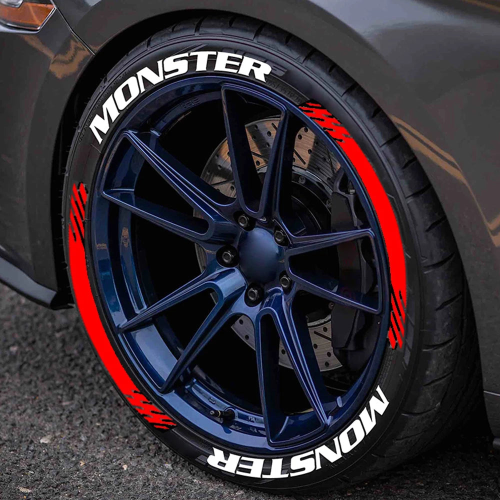 8PCS Lot Monster Tire Decals 3D Pvc Joined Stickers