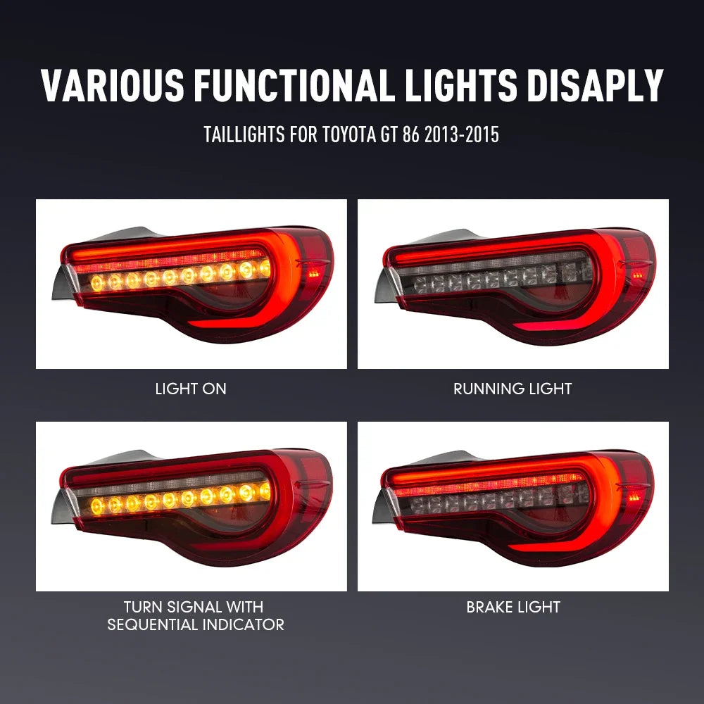 For Toyota Gt 86 2013-2015 Drl Pair Tail Reverse Brake Turning