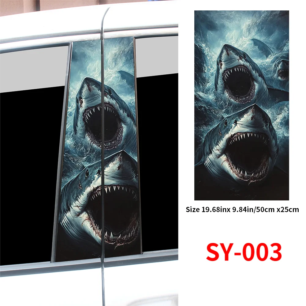 Huge Shark Megalodon Stickers b-pillar Vinyl Decals Door Pillar