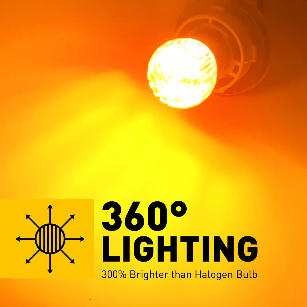 2X Auxito 300 Bright Yellow 1156 P21W ba15s bay15d