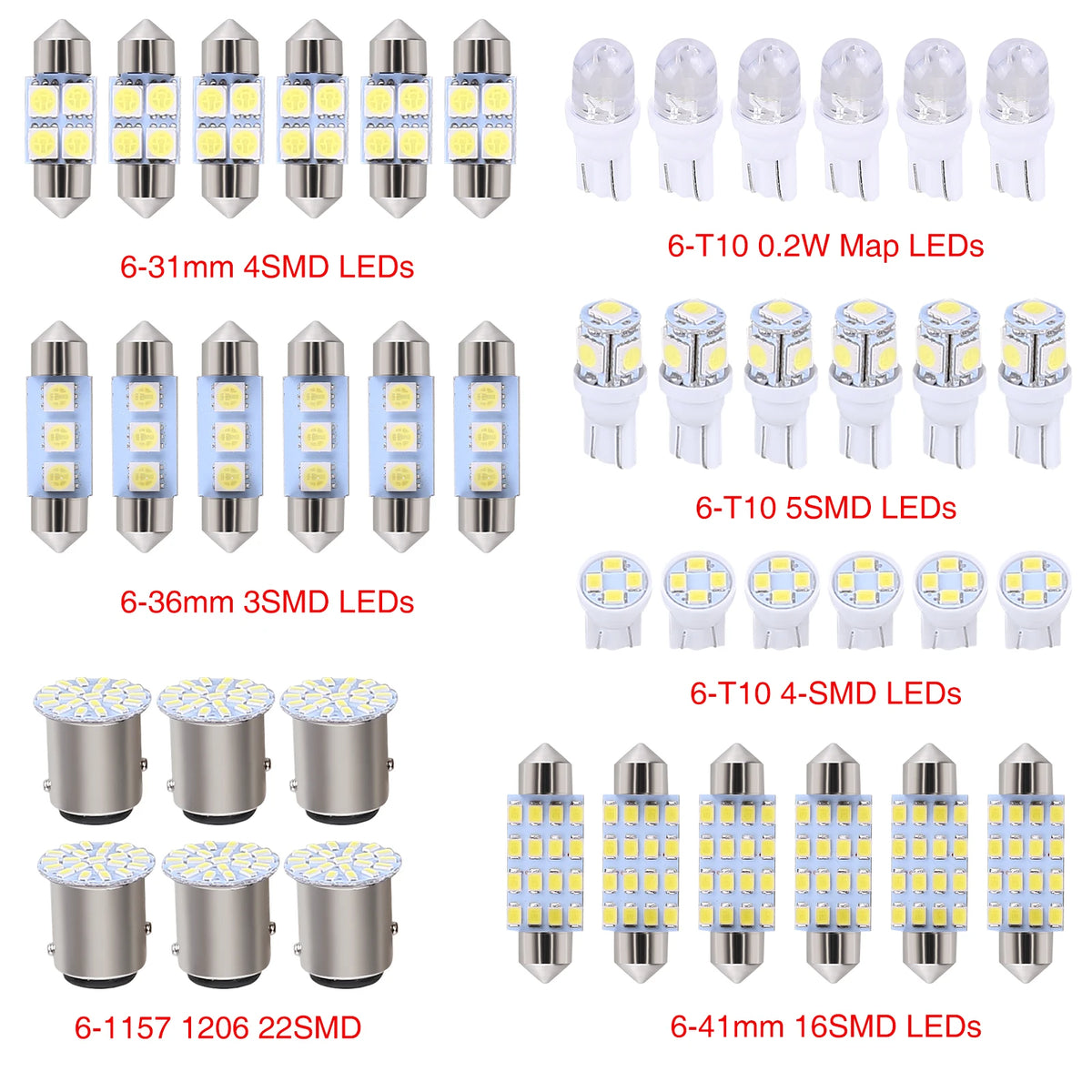 Interior Combo Map Dome Door Trunk License Plate Bulbs