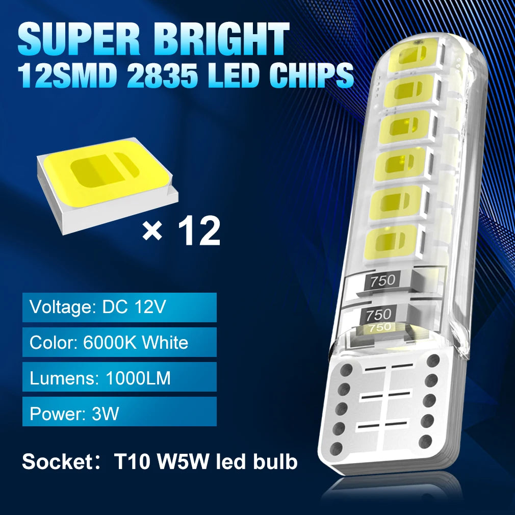 10X W5W T10 Bulbs Canbus 168 194 12PCS 2835