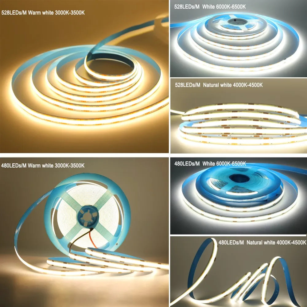 12V 24V Cob Strip 480 528leds M Density 2PIN