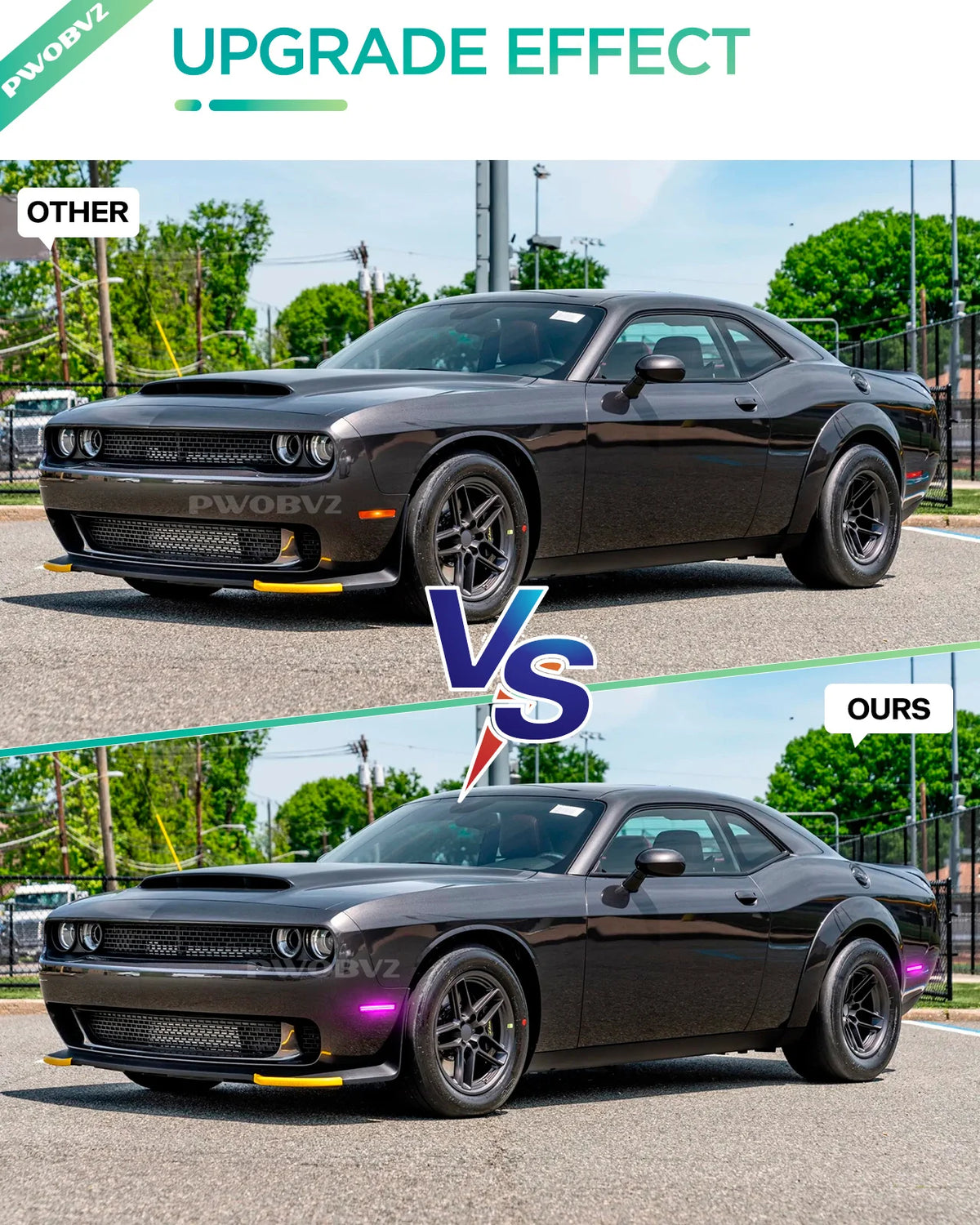 For Dodge Challenger 2015-2023 4PCS Front Rear Bumper Side