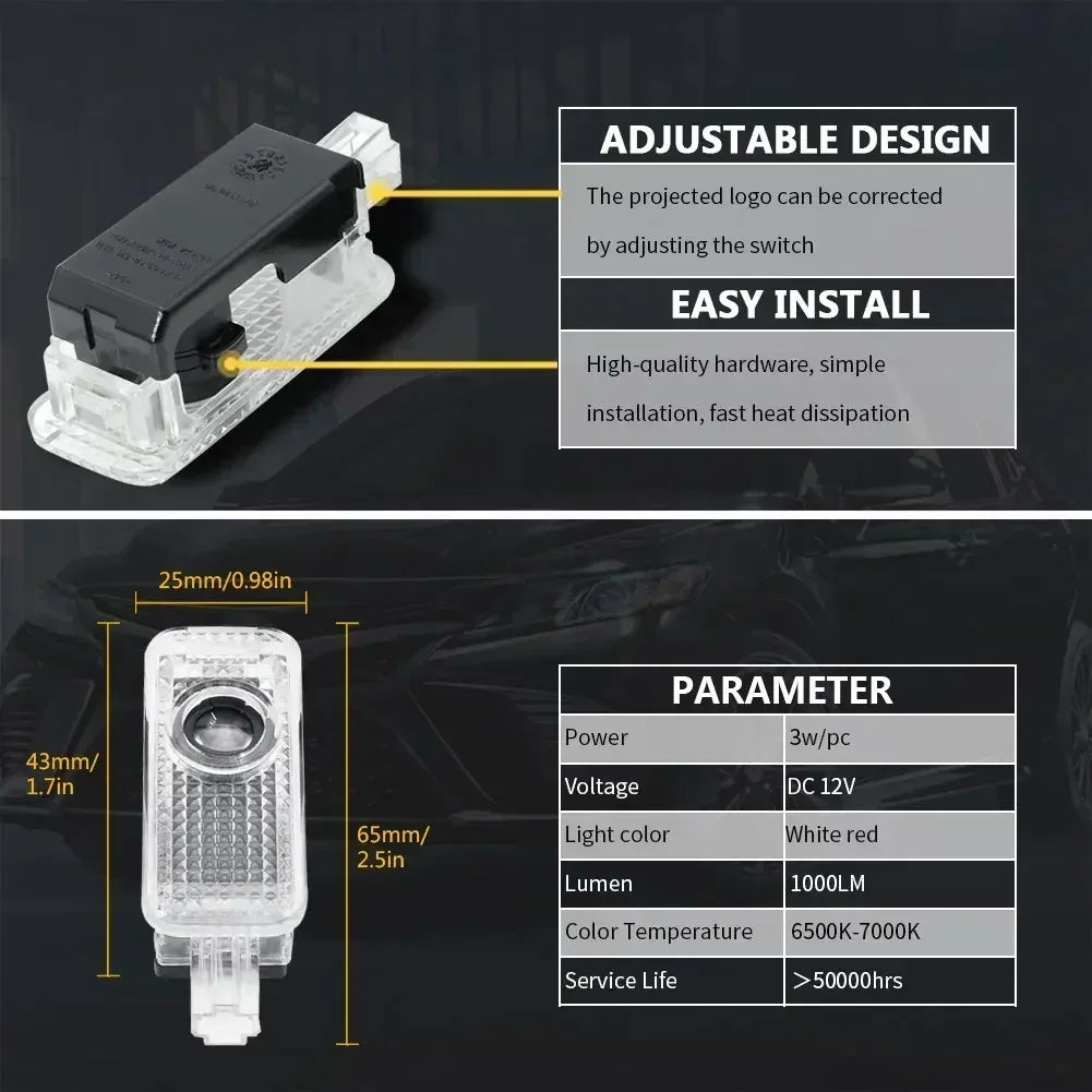 For Audi Sline Abt Rs A3 2PCS Door Projector Shadow Ghost A4 A5