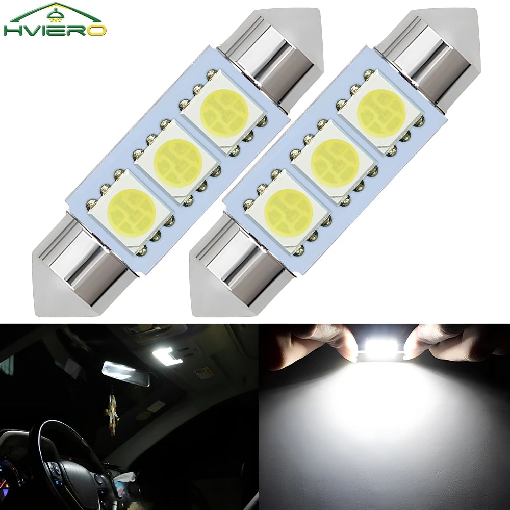 2PCS White Ceiling Bulb C5W C10W 5050 3SMD 41MM