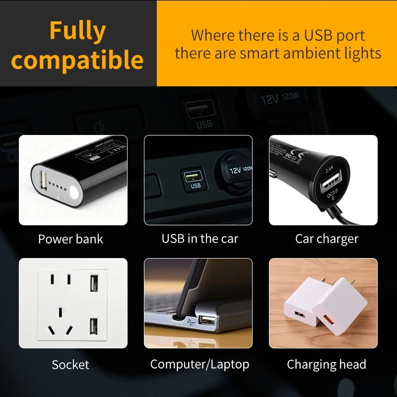 USB Interior Atmosphere Lighting Wireless Colorful Touch
