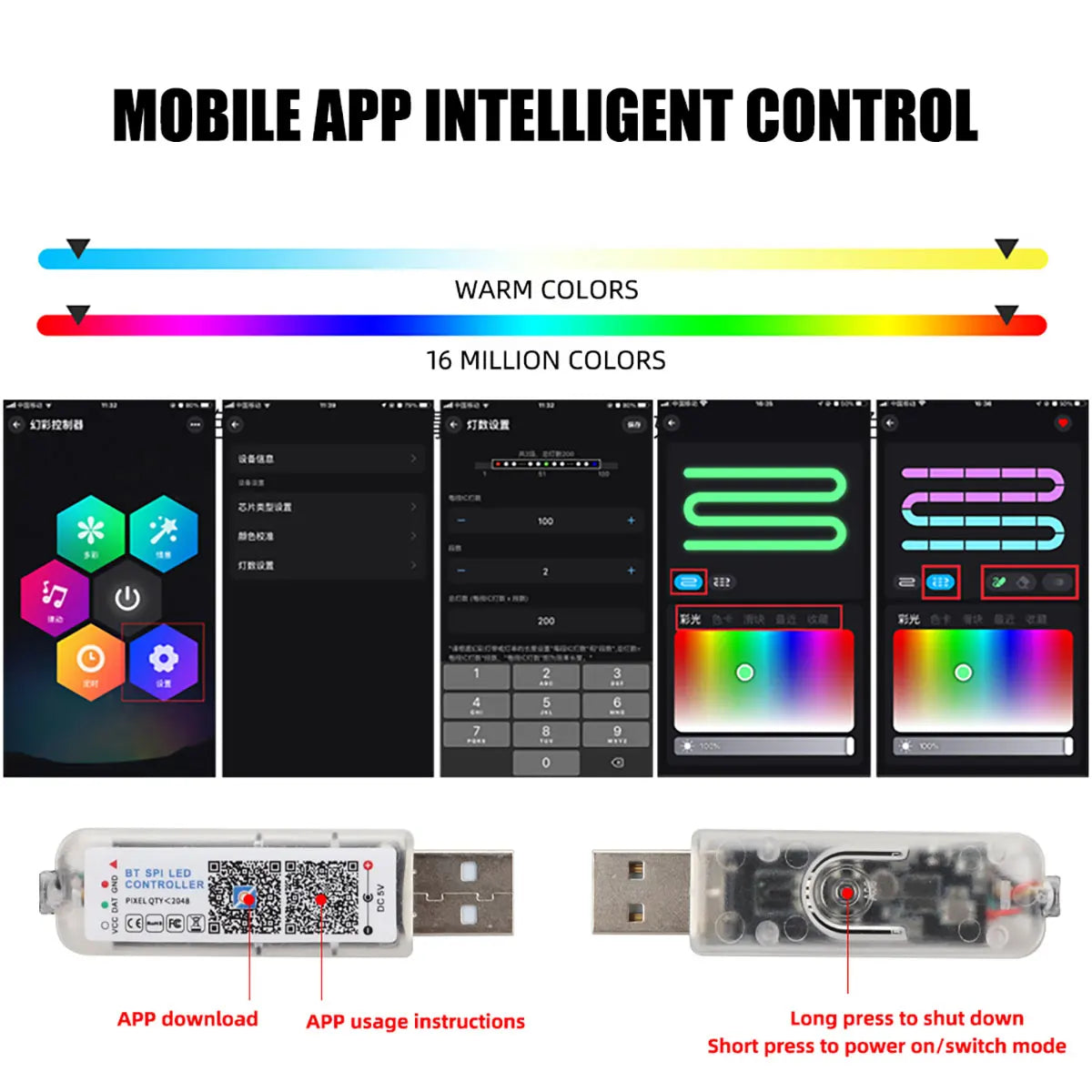 In Ambient RGB Symphony Interior Strip Remote APP Control