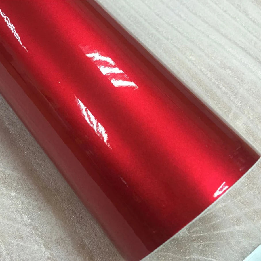 Premium 58x152cm Lot Red Metallic Glossy Glitter Wrap Sticker