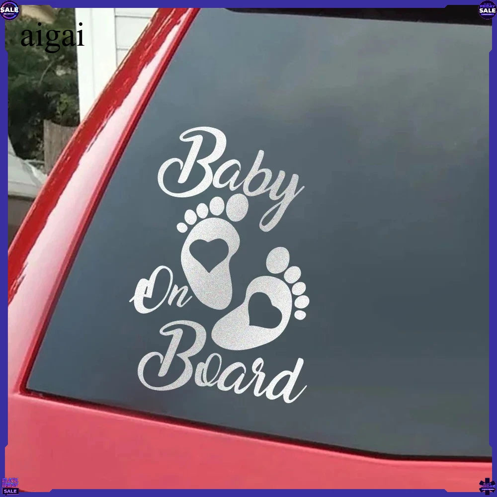 Baby On Board Warnning Reflective Sticker Cute Foot Step