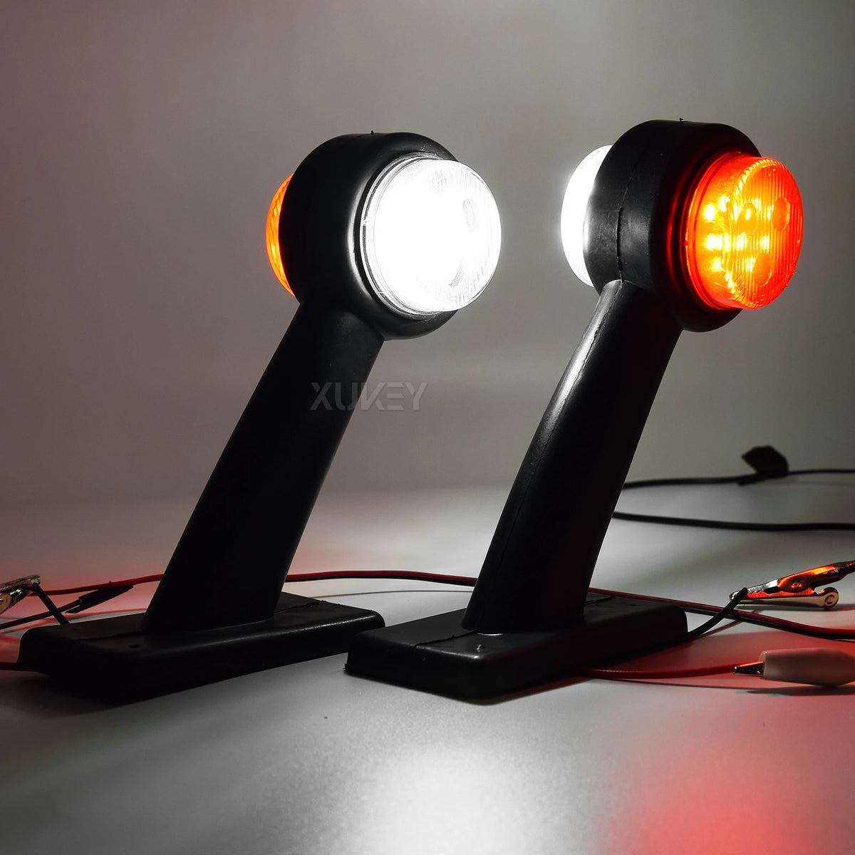2X Side Rubber Stalk Marker Red Amber Outline 12V