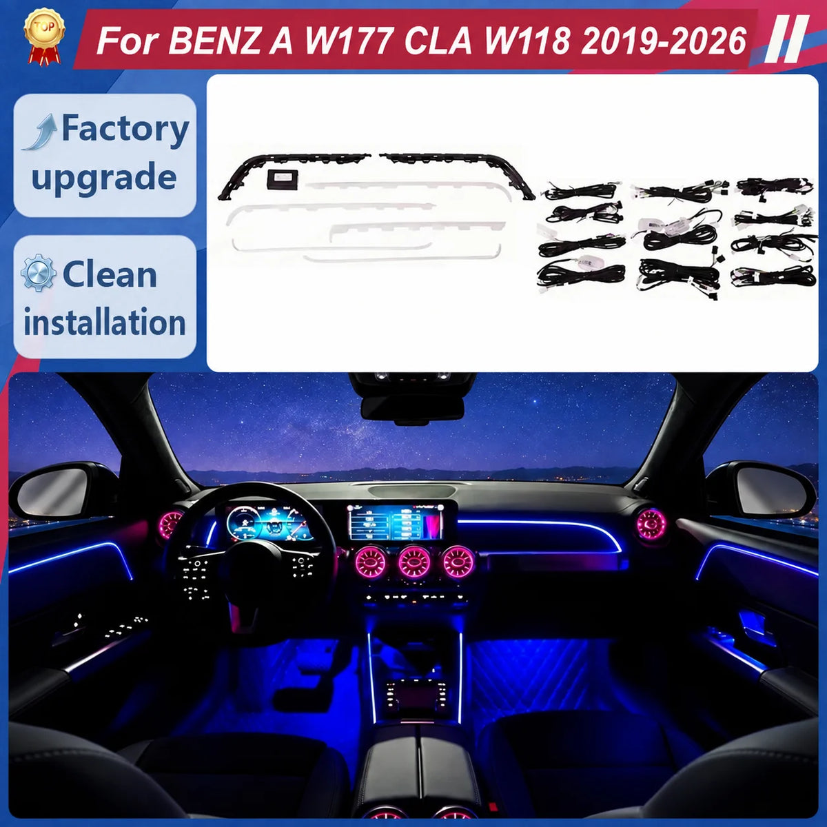 Ambient Lighting Retrofit Kit Guides Wiring Fits Mercedes-Benz