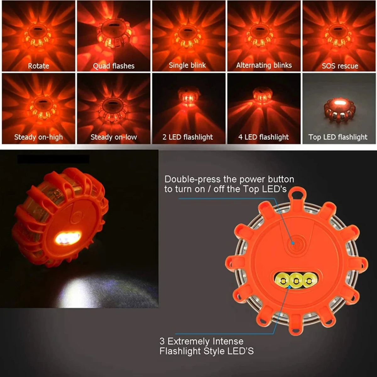 3PCS Road Flare Emergency Roadside Safety Beacon Disc Flashing