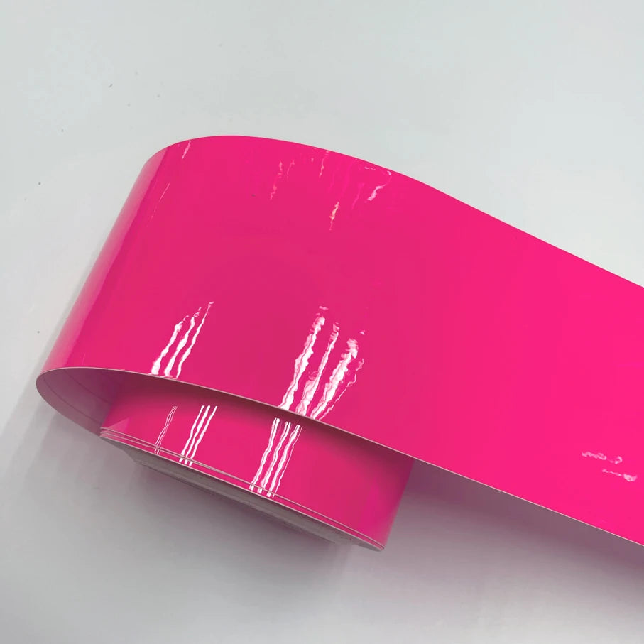 10CM Width Glossy Neon Pink Fluorescent Vinyl Wrap Sticker