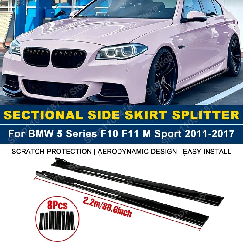 For BMW 5 Series F10 F11 2.2m 86.6 Side Skirts Extension Rocker