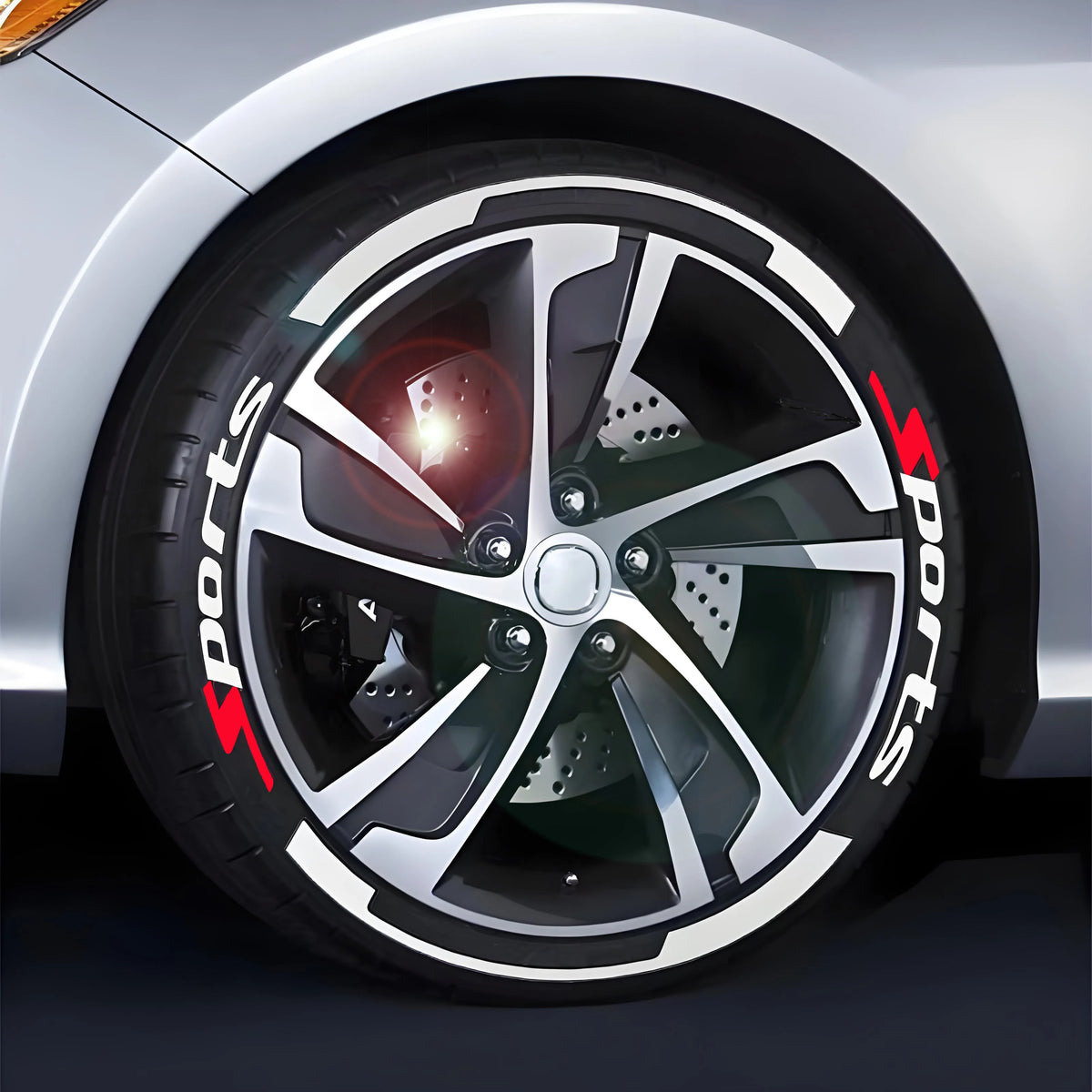 For 4 Tires Sports Tire Wheel Stickers Lettering Permant Decals