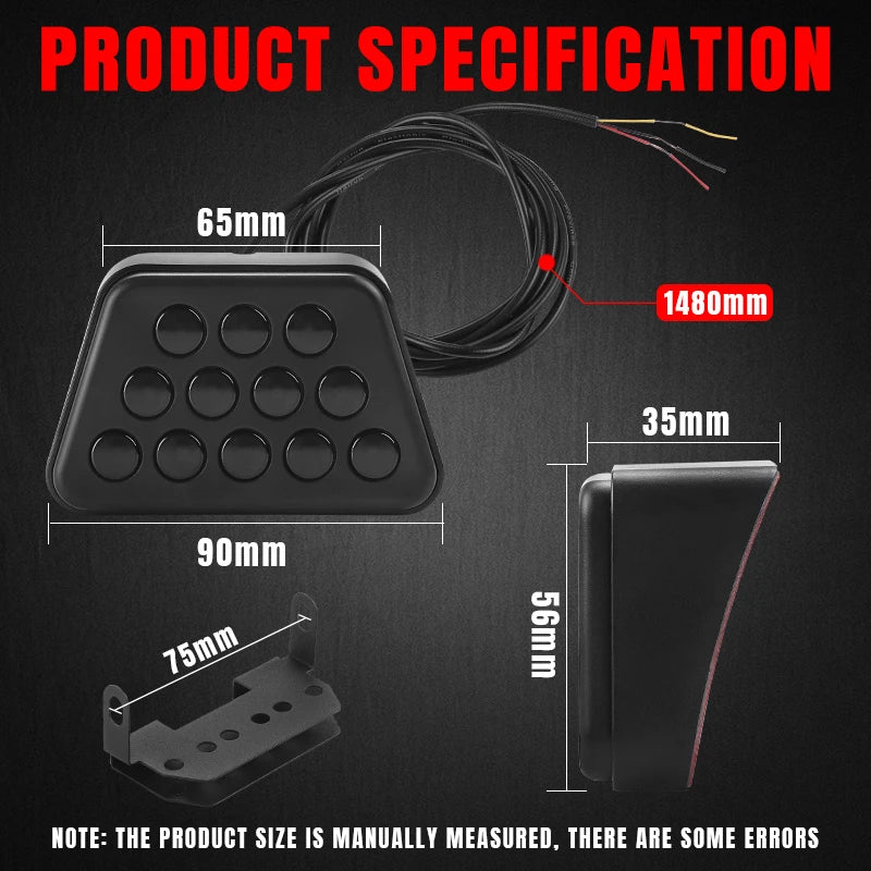 F1 Brake 12LED Rear Tail Flash Warning Reverse Stop