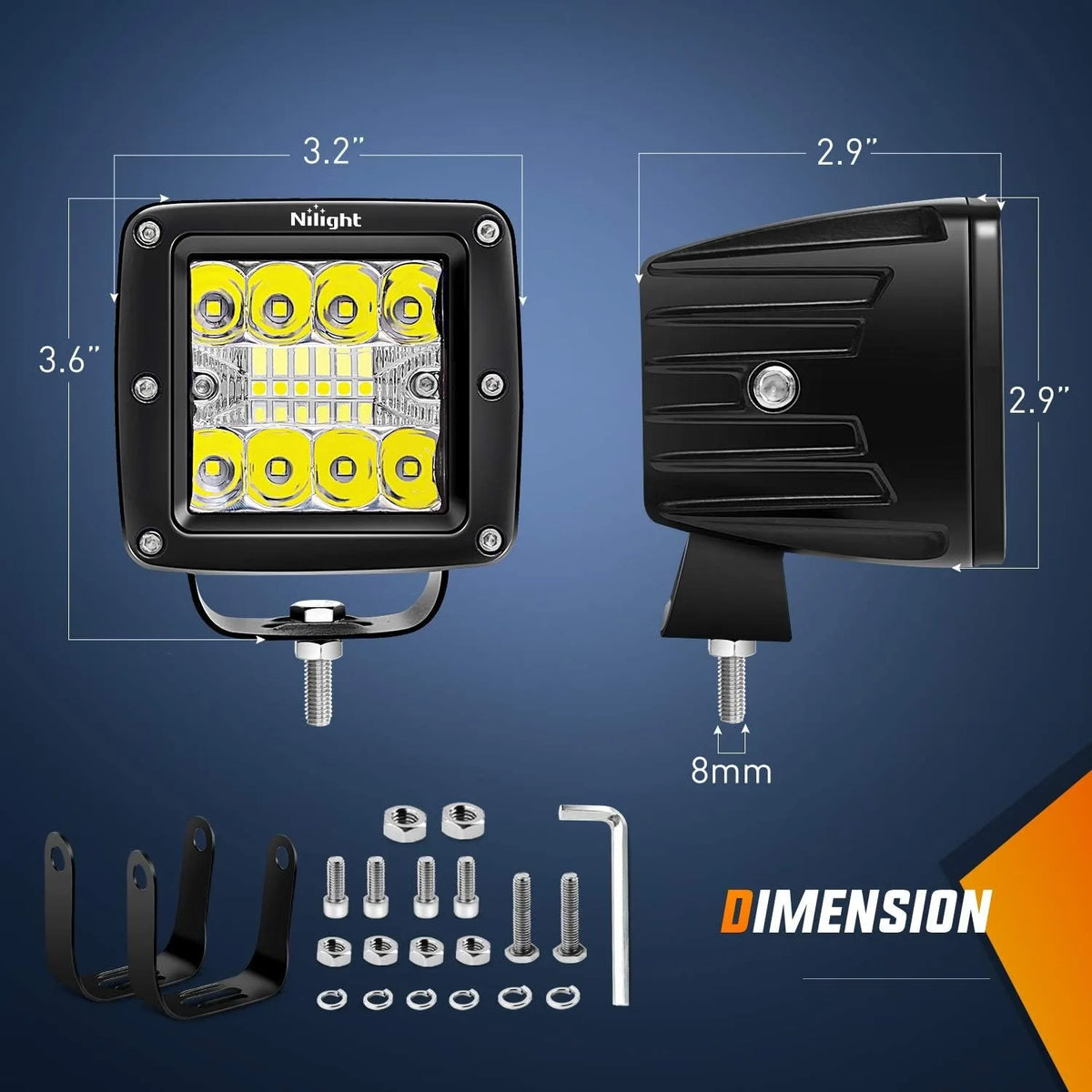 Nilight 3-inch Cube Pod 42W Spot Flood Combo Beam