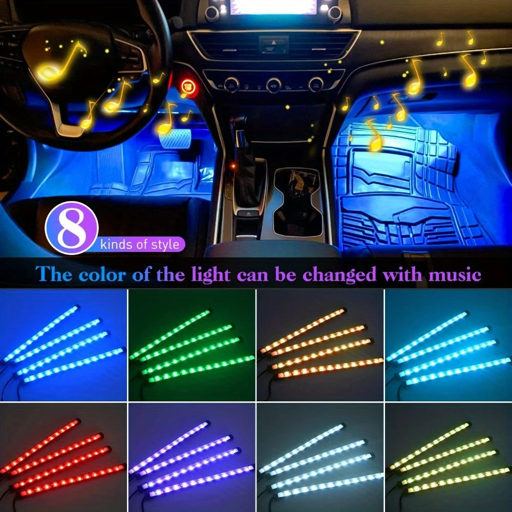 48 Interior Strip Multicolor Under Dash Lighting Kit USB