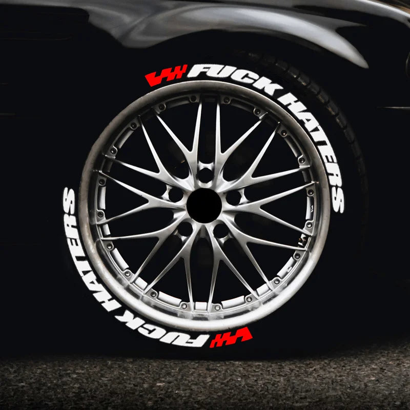 Fuxk Haters Tire Lettering Sticker 1.06 Inch Font Personlized