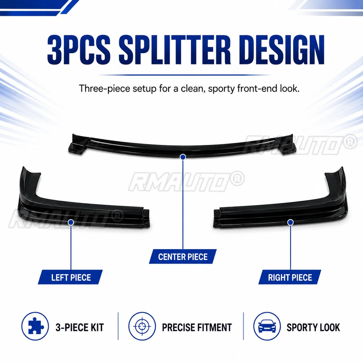 For BMW 3 Series E36 M3 Front Bumper Lip Type B Splitter 3PCS