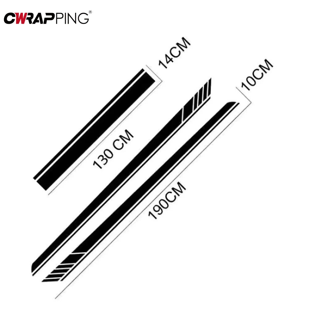 For BMW Mazda 2PCS Stickers Engine Hood Waist Sides Vinyl Wrap