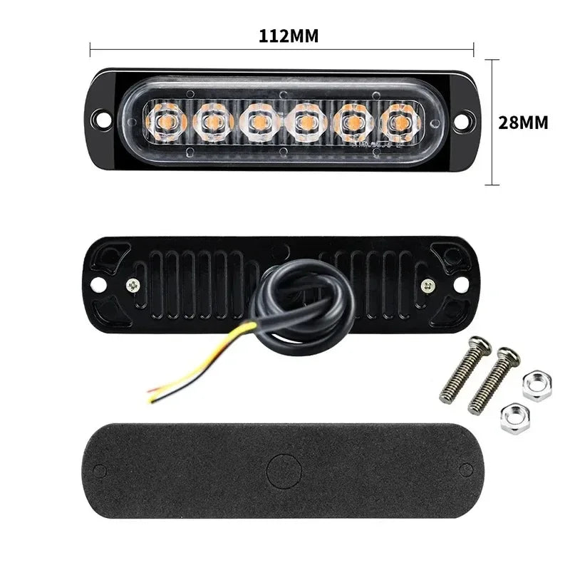 1PC 12 24V Strobe Side Marker Warning 6LED Daytime