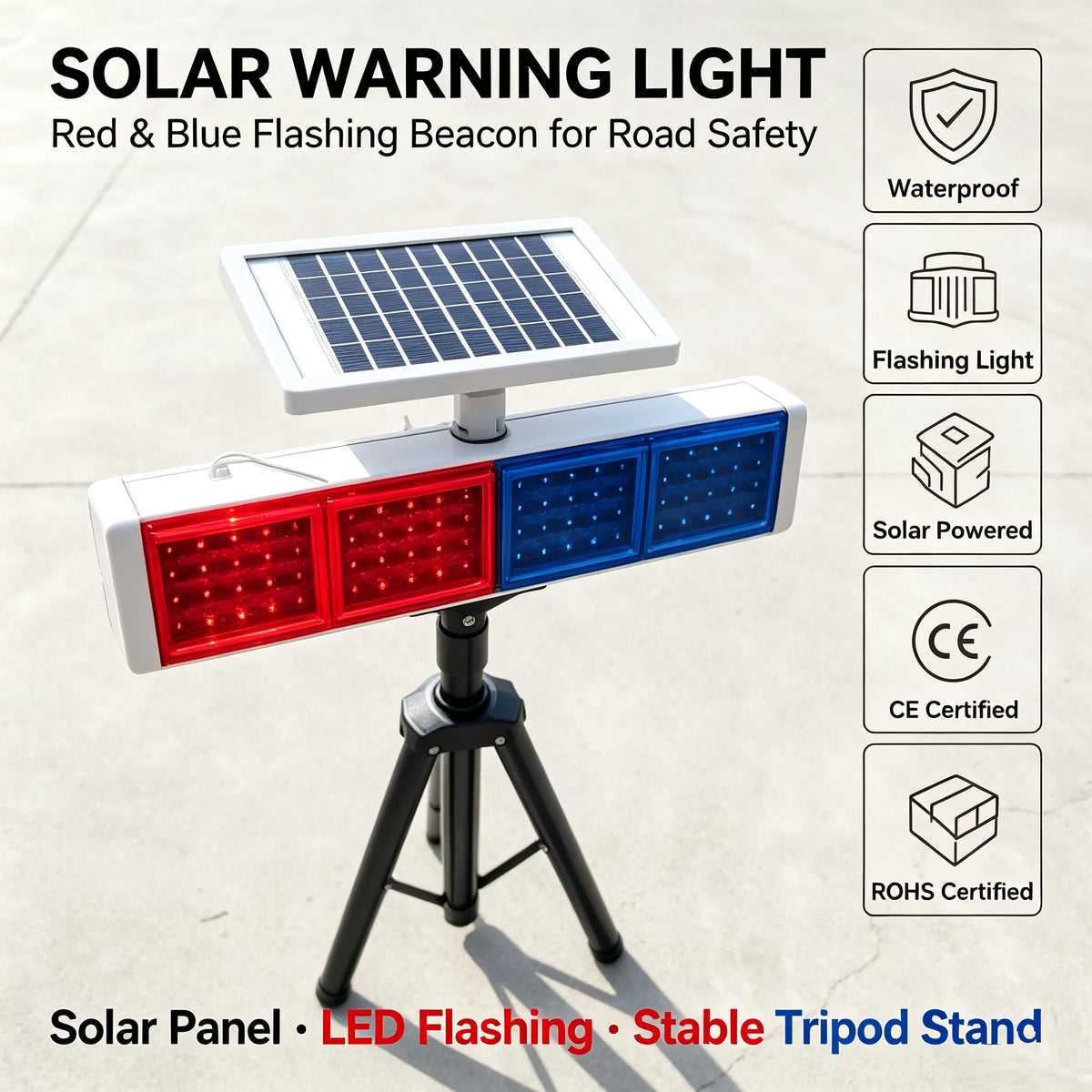 multi-solar Warning Flash Red Blue Night Traffic Road