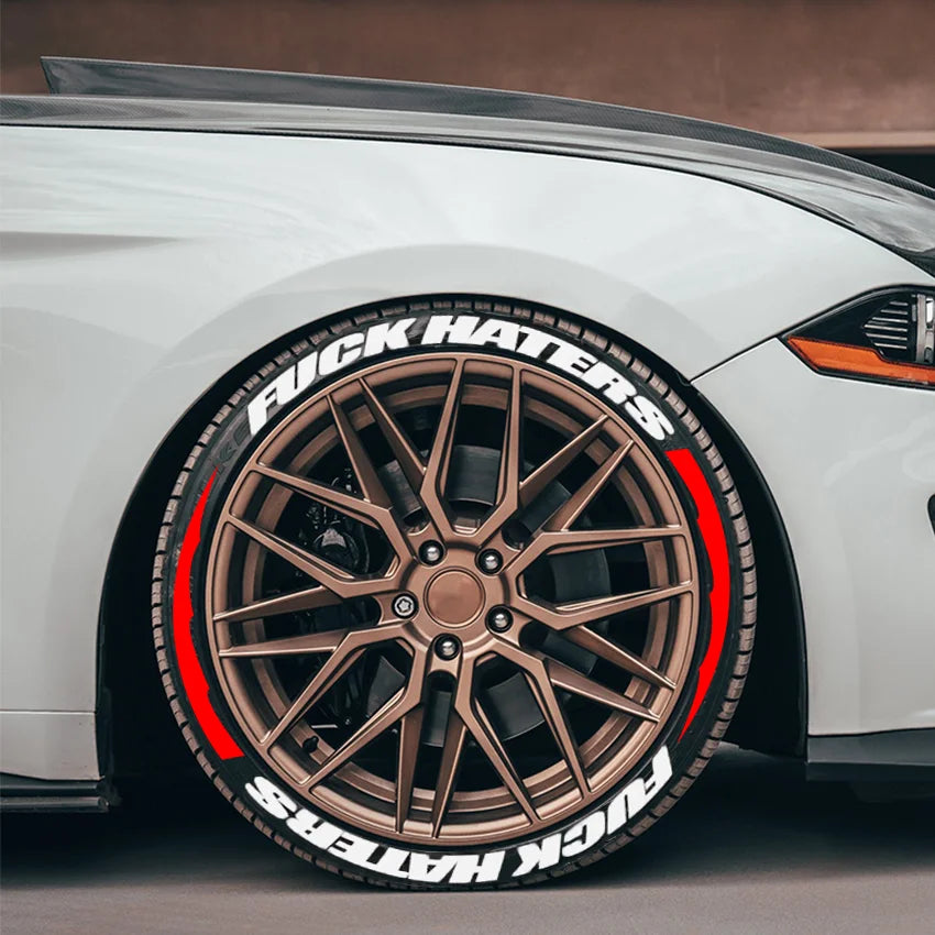 Fuxk Haters Tire Lettering Sticker 1.06 Inch Font Personlized