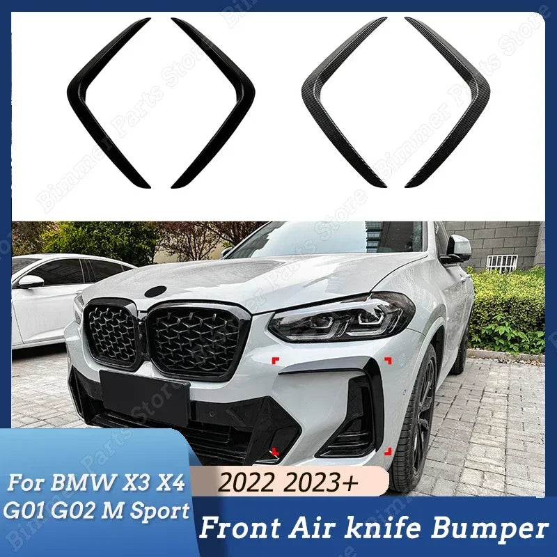 For BMW X3 X4 G01 G02 ABS Gloss Black Front Bumper Side Splitter