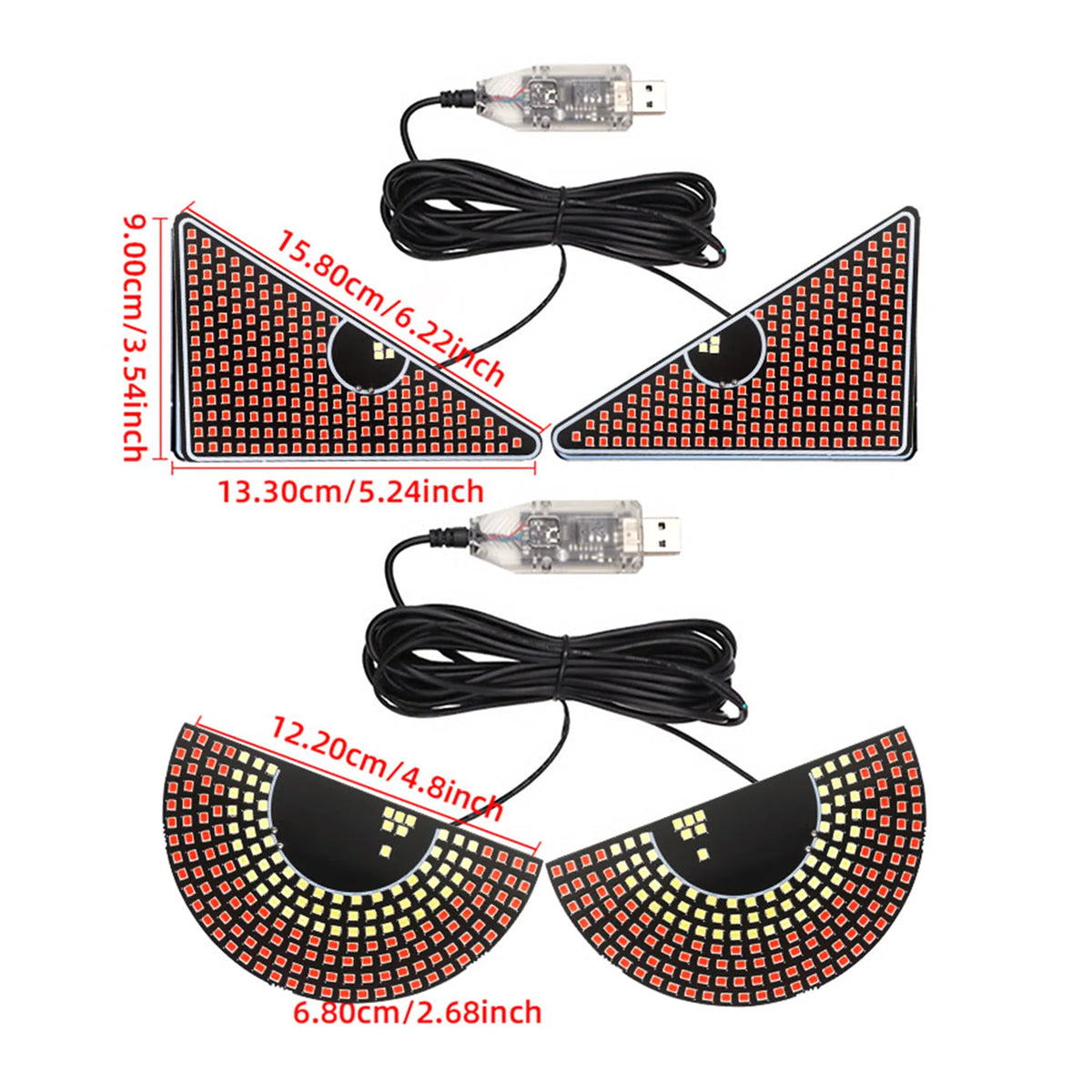 LED Decorative Light Panel For Cars Trucks & Vans Cartoon Eye Face Warning Strobe Light Anti-Collision Pattern Brake Tai