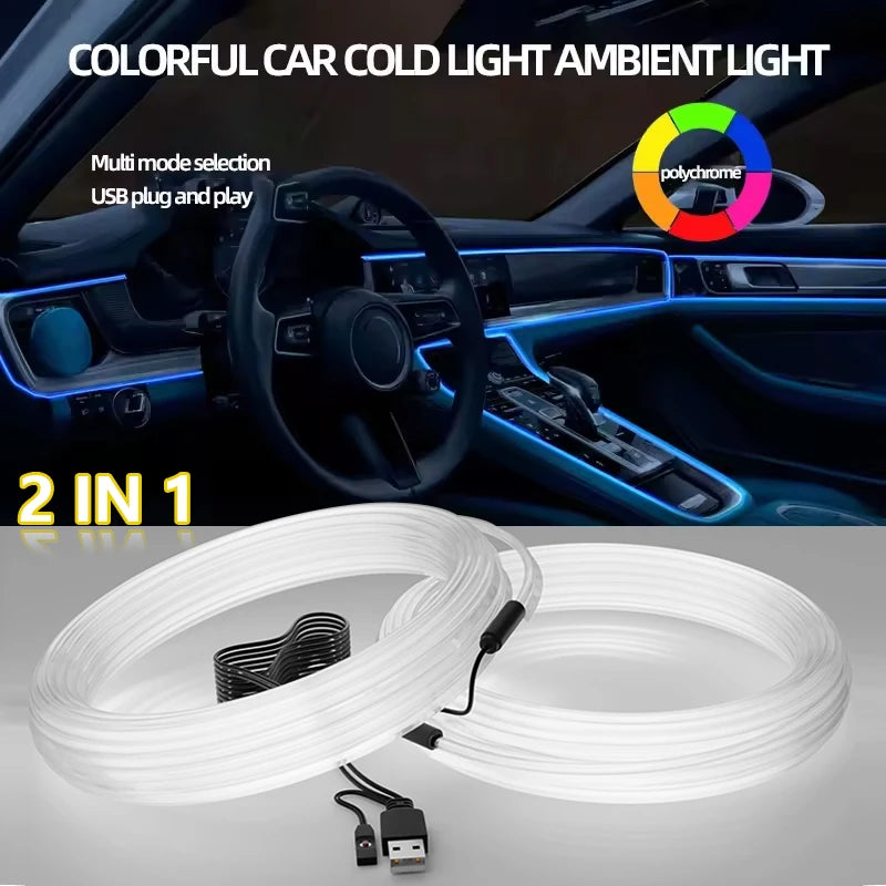 In Interior Ambient Strip USB Fiber Optic Neon Cold