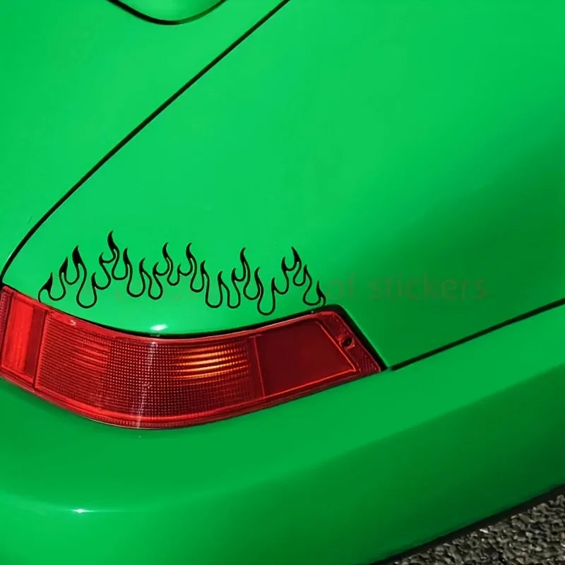2PCS Set White Flame Waterproof Vinyl Stickers Taillight Body