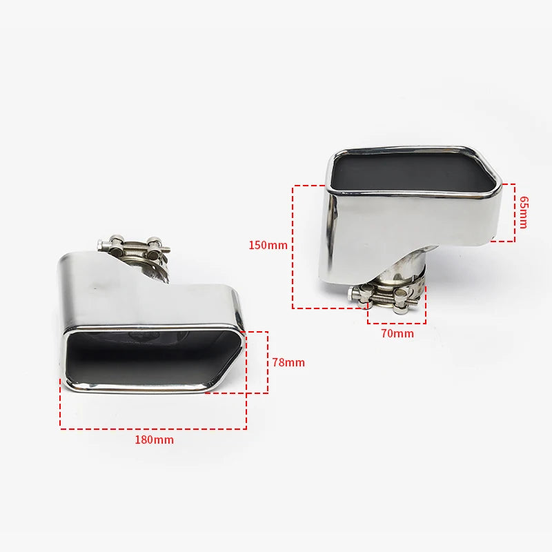 For BMW 5 Series F10 F18 1pair 304 Stainless Steel Square
